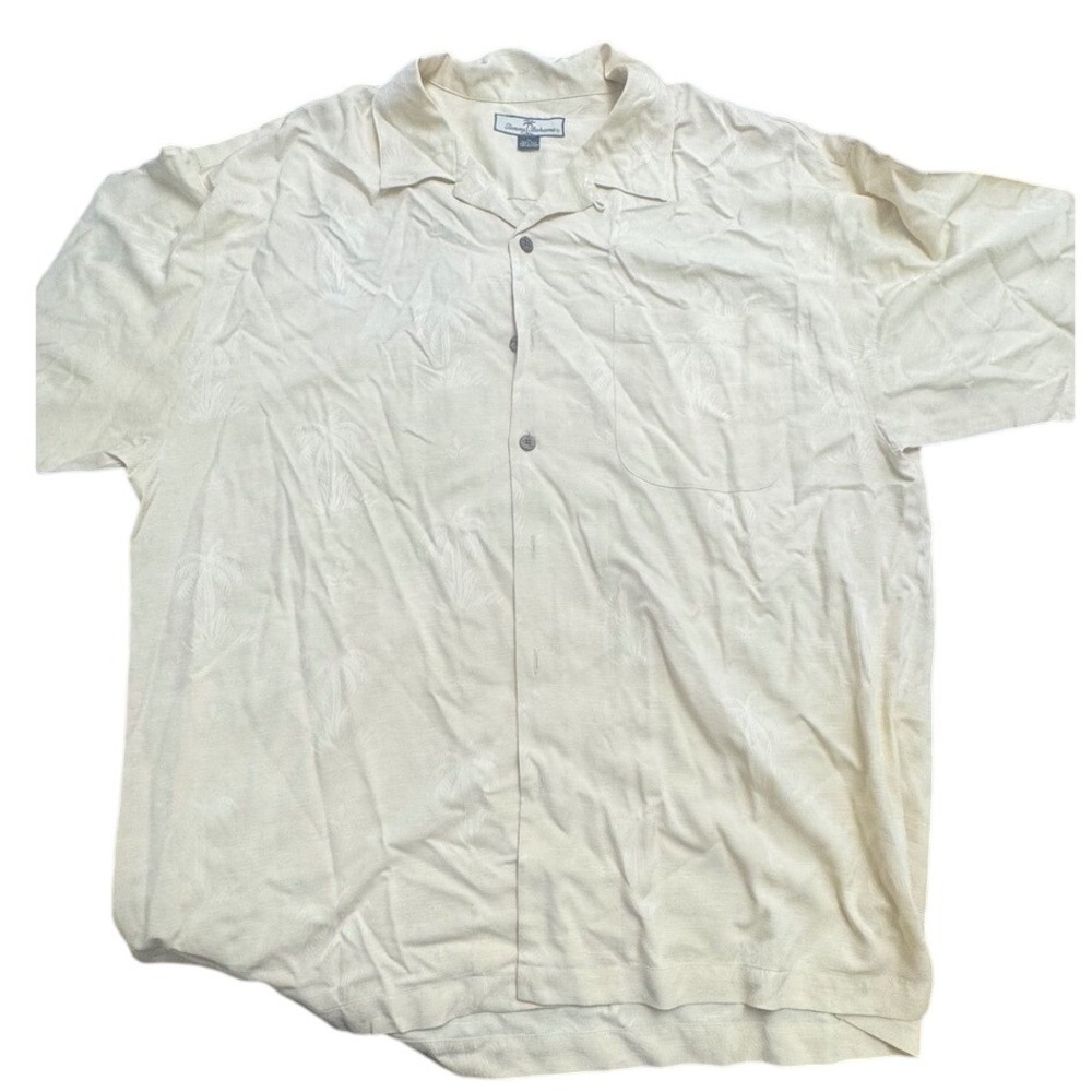 Tommy Bahama Silk Blend Camp Shirt Men's Short Sleeve Button Up Light Yellow